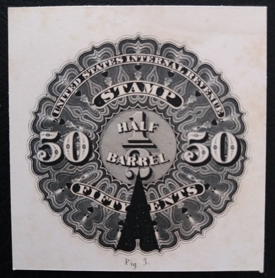 Black Engraved on Cardboard Series Beer stamps -from the Ordway American Bond Detector pub 1869