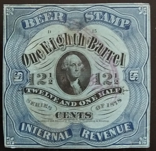 12 1/2c 1/8 Barrel-1878 Sc REA37 Blue - Washington- green paper plate letter and position number-Priester 38