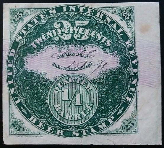 25 C 1/4 Barrel- 1870- Sc REA16 - Green - Lilac Security Lines- Priester 16B Census 270