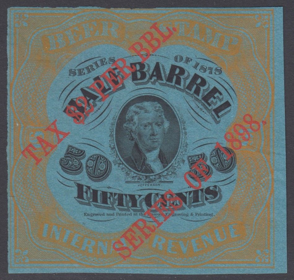 1D 1/2 Barrel- 1898 Sc REA55 - Jefferson-Type B Surcharge on 50c REA41f-Priester 55B Census 239