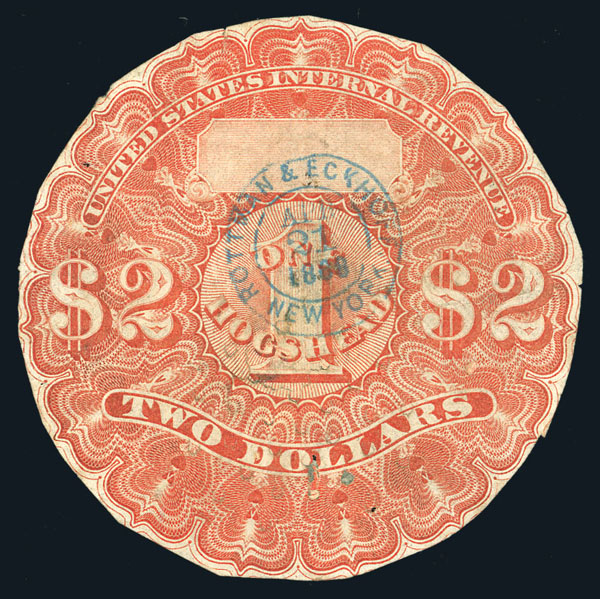 2D 1hhd -1867- ScREA13 -Red - Cut to Shape- Priester 13D Census 18 - Tollman and Eckhoff blue cancel- brewery ended in 1873